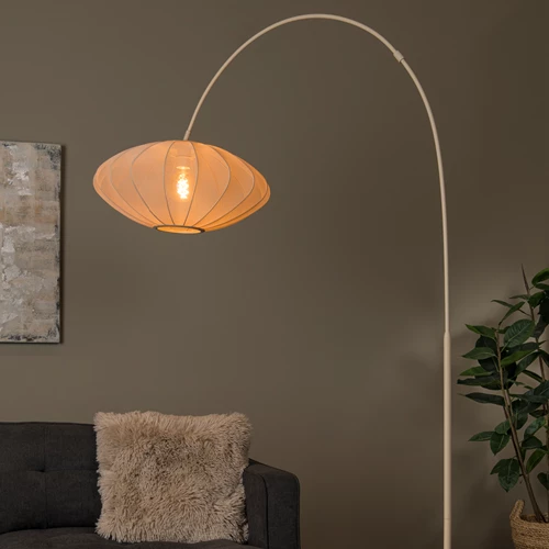 Lucide CORINA - Arc floor lamp - 1xE27 - Cream - atmosphere 1